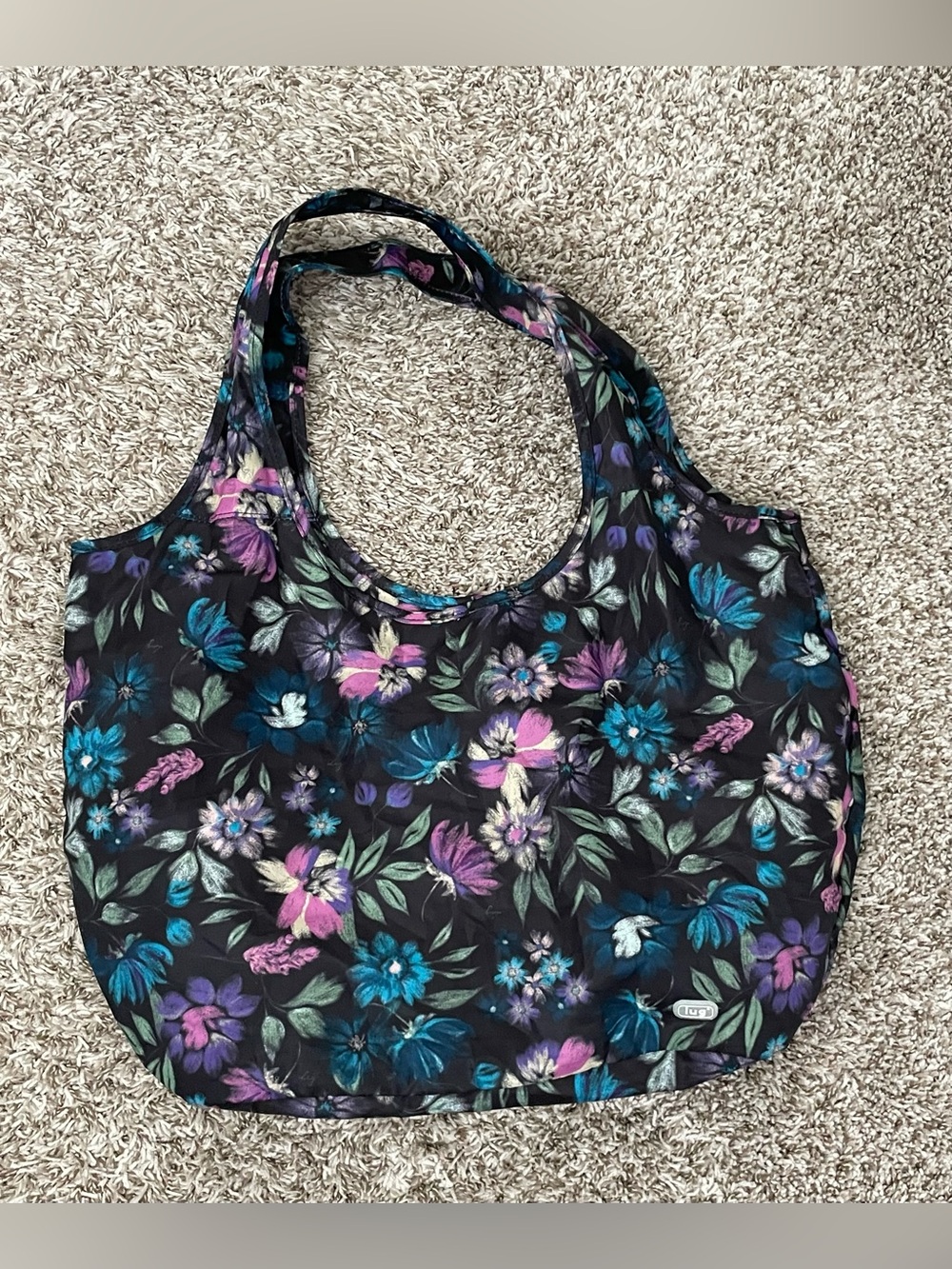 LUG Eco Shopper Tote Bag - Bloom Black - Floral Pattern
